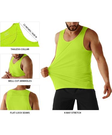URBEST Men's Neon Green Workout Tank Top - Quick Dry Sleeveless Shirt for Gym, Running & Beach - 4XL - Buy Online on GoSupps.com