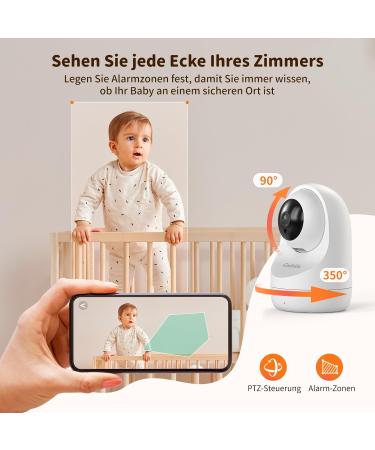 5.5 Inch Baby Monitor with 3MP HD Camera | Babyfon with Motion Detection 2-Way Audio Night Vision & Temperature Alarm - Buy Online on GoSupps.com