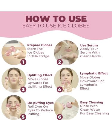 Buy Ice Globes & Gua Sha Set for Anti-Aging - Skin Tightening & Puffiness Reduction - Pink Facial Beauty Tools - Buy Online on GoSupps.com