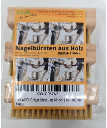 Pilix Natural Bristle Nail Brush Set for Children & Adults | Eco-Friendly Wooden Nail Brush for Smooth Washing | 3 Soft Brushes - Buy Online on GoSupps.com