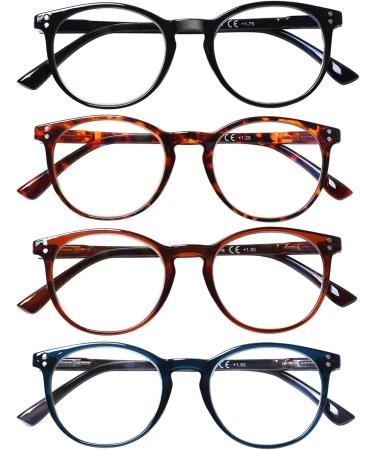 COJWIS 4 Pack Round Reading Glasses for Men & Women - Stylish Spring Hinges & 4 Colors - 3.0x Magnification - Buy Online on GoSupps.com