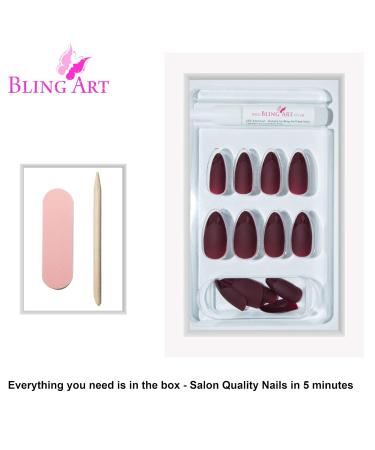 Shop Brown Matte Almond Stiletto False Nails - 24 Long Acrylic Tips | Bling Art International Shipping - Buy Online on GoSupps.com
