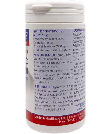 Lamberts 8585-60 Garlic 8250mg 60 Tablets - Natural Garlic Supplement - Buy Online on GoSupps.com