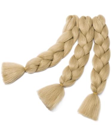 Gairyan 24 Jumbo Braids Extensions - 5 Bundles 500g Ombre Synthetic Braiding Hair for Box Crochet - Natural Blonde 60cm - Buy Online on GoSupps.com