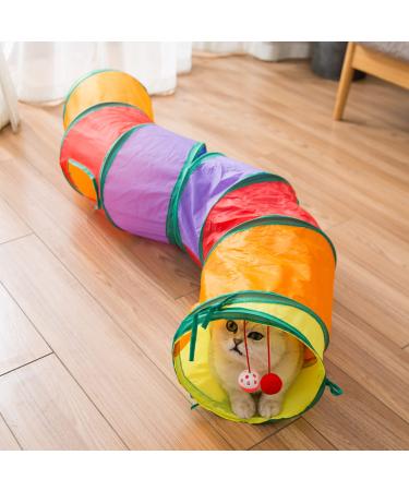 Blnboimrun Cat Tunnel with Play Ball, Interactive Peek-a-Boo Cat Chute Cat Tube Toy, Camouflage S-Tunnel for Indoor Cat S-Style