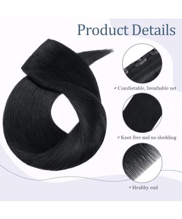 Clip In Extensions Real Hair - Thick 1PC 5 Clips Soft & Smooth 7A Human Hair 35cm-75g Raven Black - Buy Online on GoSupps.com