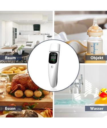 MomMed Contactless Fever Thermometer for Adults & Kids - Ear & Forehead & Age Setting - Infrared with Fever Alarm & Storage - Buy Online on GoSupps.com