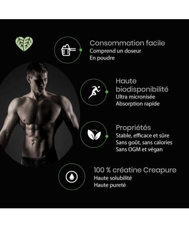 Foodelis Creatine Monohydrate Creapure 500g en poudre - 100% Creatine Creapure - Sans ar me Non-OGM Pure et sans additifs - Avec dosette incluse - Haute solubilit  - Buy Online on GoSupps.com