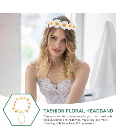 minkissy Sunflower Headband Daisy Headbands for women Floral Headband Sunflower Hair band Daisy Headband Wreath Bridal Headpiece for Wedding Party Beach (White) - Buy Online on GoSupps.com