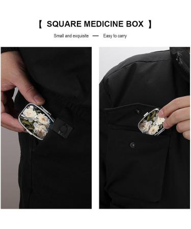 White Peony Print Pill Box - Decorative 2 Compartment Portable Medicine Organizer for Travel | Stylish Metal Pill Case - Buy Online on GoSupps.com