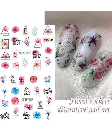 Ruziister 12-Piece Geometry Line Blum-Leaf Nail Art Stickers | Colorful Water Transfer & Graffiti Nail Design Decor - Buy Online on GoSupps.com