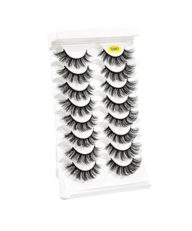 UAMOU 5/50 Boxes Russian Strip Lashes DD Curl Lashes 8 pairs 3D Mink Eyelashes Natural Fluffy False Eyelashes Extension Cheerfully (Color : 8Pairs G881 Size : 40 Boxes)