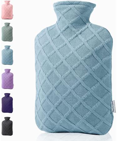 FORICOM Hot Water Bag with Cover for Pain Relief - 1.8L Classic Hot Water Bottle for Menstrual Cramp - Sky Blue - Buy Online on GoSupps.com