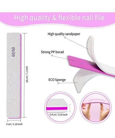 Nail Files for Gel & Acrylic Nails - 60/60 Grit Washable & Reusable Double-Sided Tools for Professional Nail Studios - Buy Online on GoSupps.com