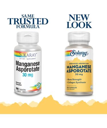 Solaray Manganese Asporotate 30mg Capsules | 100 Count - High Quality Supplement - Buy Online on GoSupps.com