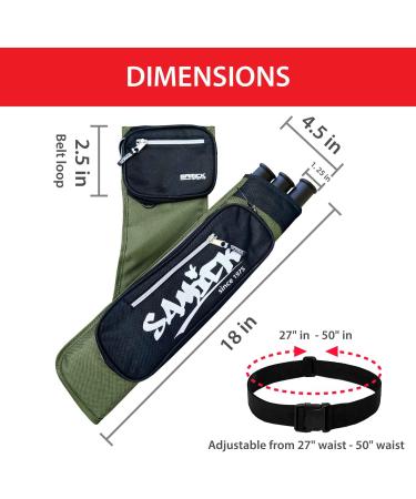 Samick Sports Archery Arrow Quiver - Adjustable Waist Hanged Quiver - 3 Arrow Tubes - Green, Right-Handed - Buy Online on GoSupps.com