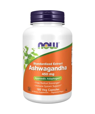 Now Foods Ashwagandha- 450 mg 180 Veg Capsules