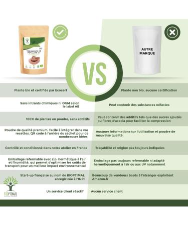 Psyllium Blond Bio - Bioptimal - Teguments de Psyllium - Husk Raw - Cosse non moulue - Riche en Fibre - Digestion Transit Coupe Faim - Origine Inde - Conditionn en France - Certifi Ecocert - 500g 500 g (Lot de 1) - Buy Online on GoSupps.com