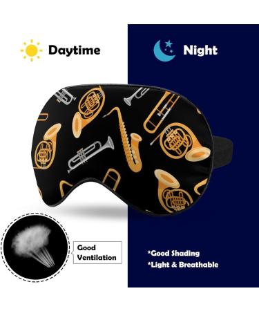 Musical Instruments Saxophone French Hor Sleep Mask Eye Cover for Sleeping Blindfold with Adjustable Strap Blocks Light Night Travel Nap for Men Women - Buy Online on GoSupps.com
