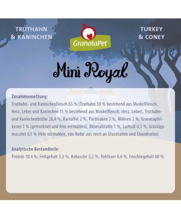 Granapet Mini Royal Turkey & Rabbit Junior - Grain-Free Wet Dog Food (11 x 150g) | Healthy No Added Sugar Ideal for Puppies - Buy Online on GoSupps.com