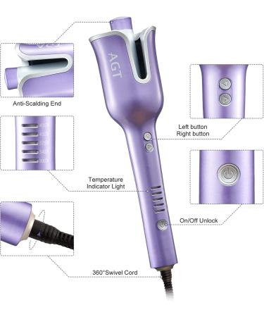 1 Inch Ceramic Barrel Auto Hair Curler with 5 Temp Settings | Anti-Stuck Auto Rotating Curling Wand for Styling - Purple - Buy Online on GoSupps.com