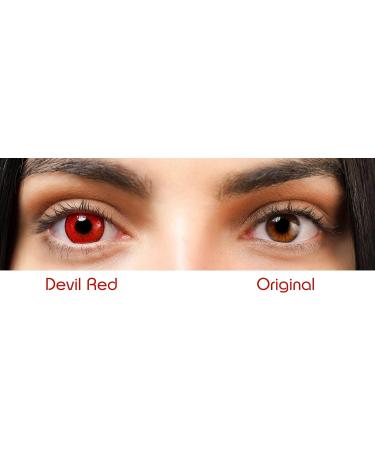Buy Charmiga Devil Red Colored Contact Lenses - Annual Anime & Cosplay Lenses | Red Crazy Soft Lenses for Halloween & Carnival | 2 Pieces + Lens Containers - Buy Online on GoSupps.com