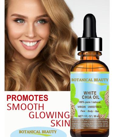 Botanical Beauty WHITE CHIA SEED OIL 100% Pure Natural Virgin Unrefined Cold-Pressed Carrier Oil 2 Fl Oz 60 ml for Face Skin Body Hair Lip Nails. Rich in vitamin E - Buy Online on GoSupps.com