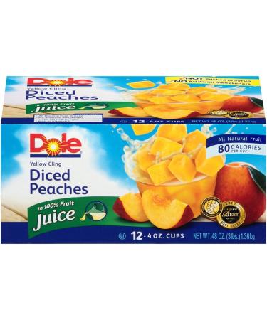 Dole Yellow Cling Diced Peaches - 12 CT- 4oz cups