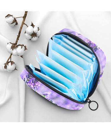 Menstrual Pad Bag with Zipper - Purple Lavender Flower Napkin Pouch for Women & Girls | Stylish & Functional Tampon Collection Bag - Buy Online on GoSupps.com