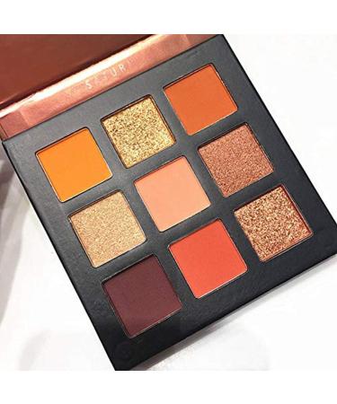 Beauty Glazed 9 Colors Eyeshadow Matte Shimmer Glitter Eye Shadow Palette Natural Waterproof Long Lasting Pigmented Eyeshadow Powder Cosmetics #02 Vibrant Orange - Buy Online on GoSupps.com