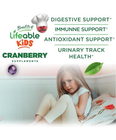 Lifeable Cranberry Gummies for Kids | 25000 mg Equivalency | Great Tasting Cranberry Supplement | for Urinary Tract Health Bladder & Digestive Support | Vegan and Non GMO Cranberries | 60 Count - Buy Online on GoSupps.com