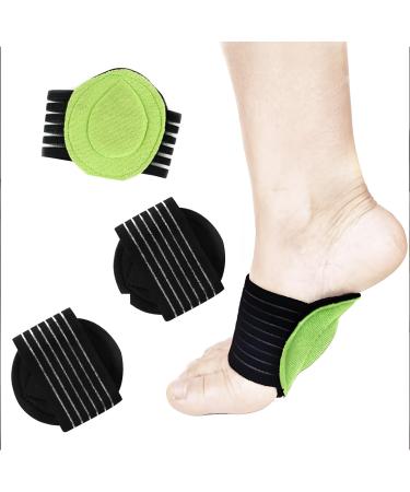 SIMDAO Arch Support 2 Pairs Arch Support Straps Compression Cushioned Plantar Fasciitis Support Relief Plantar Fasciitis Sleeves Fallen Arches Heel Spurs for Men and Women (Black Green)
