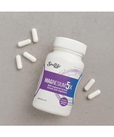 SoulLife Magnesium5X 5-in-1 Magnesium Complex for Men & Women Supports Muscle Function Relaxation Energy Production & Electrolyte Balance 30 Servings / 90 Vegetarian Capsules - Buy Online on GoSupps.com