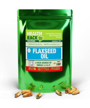 Flaxseed Oil 1000mg - High Strength Omega 3 6 and 9-180 Capsules - 6 Month Supply