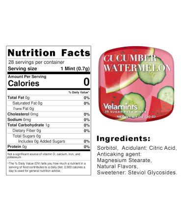 Velamints Sugar Free Mints Expressions Cucumber Watermelon Breath Mints Tin Aspartame Free Sweetened with Stevia - Pack Of 6 - Buy Online on GoSupps.com