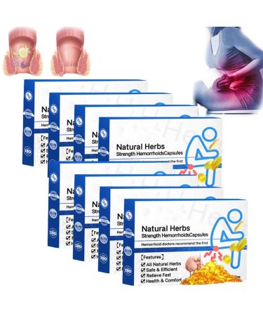 GUWUQI Heca Natural Herbal Strength Hemorrhoid Capsules Natural Hemorrhoid Relief Capsules Heca Hemorrhoid Capsules with Herbs (8 PCS)