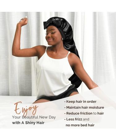 YANIBEST Silk Bonnet for Sleeping | Braid Bonnet for Long Hair | Tie Band Bonnet for Black Women | Curly Hair Locs | Large Black - Buy Online on GoSupps.com
