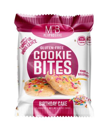 MPB Cookie Bites, Birthday Cake, Gluten Free, Low Sugar, (Pack of 10) 20 Count
