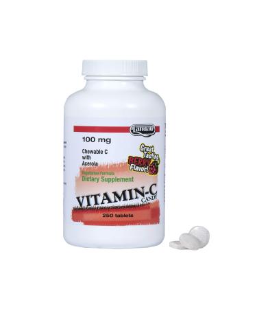 Landau 100mg Chewable Vitamin C Candy for Kids & Adults Easy-to-Take Vitamin C Supplement with Acerola Kosher & Made in The USA Great Tasting Berry Flavor 250 Tablets 250 Count (Pack of 1)
