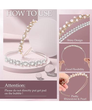 Crystal Diamond Headband Set - Girls Tiara Gold Silver Pearl Headbands for Women, Brides, Wedding Party - 6 Pcs - Buy Online on GoSupps.com