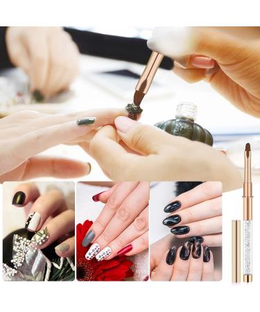 2pcs Nail Art Clean Up Brushes - Round & Angled Head Acrylic Nail Brush Pen Set for Women - Painting Tools for Nail Art Design & Polish Mistake Cleaning - Buy Online on GoSupps.com