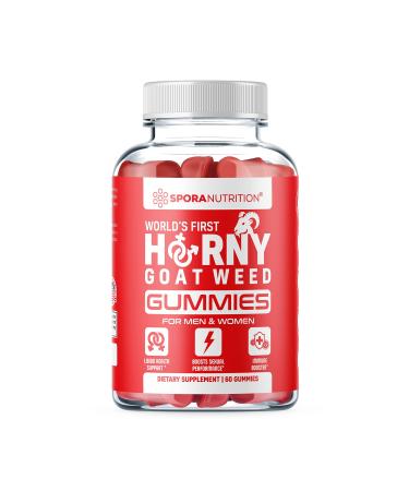 Spora Nutrition Horny Goat Weed Gummies for Men and Women  Maca Root Tongkat Ali  Energy Stamina Libido Health Immune Booster  60 Gummies, 60 Count (Pack of 1)