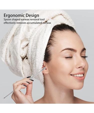 Stainless Steel Double Head Ear Spoon - Ergonomic Design for Itch Relief - Spiral Spring Ear Pick (Silver) - Buy Online on GoSupps.com