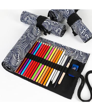Funny live 36/48/72 Slots Colored Pencil Wrap Pencils Roll Holder Coloring Pencils Organizer Holder Colored Pen Paint Brush Storage Pouch Portable for Artist Student (Deep blue ocean  48 Slots) Deep blue ocean 48 Slots - Buy Online on GoSupps.com
