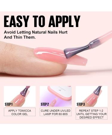 TOMICCA Pink Gel Nail Polish - Clear Pink & Nude Shades for DIY French Manicure | Soak Off UV Jelly Polish - Buy Online on GoSupps.com