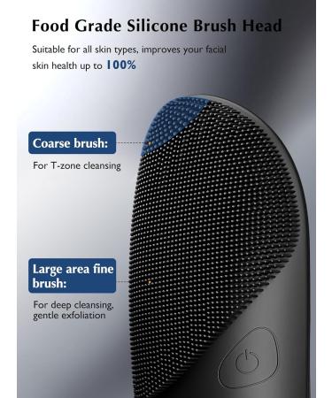 COSLUS Facial Cleansing Brush - Waterproof Rechargeable Silicone Face Scrubber 4 Modes Electric Exfoliator for Men & Women - Cleansing Exfoliating Massaging Brush in Black - Buy Online on GoSupps.com
