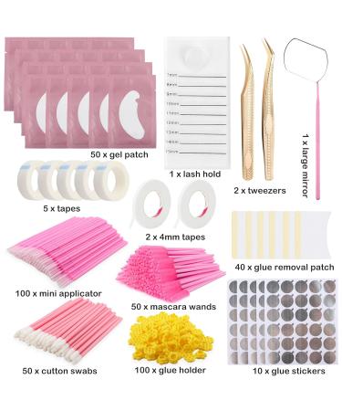 Lash Extension Supplies Kit - Complete Set with Eyelash Mirror Adhesive Holder Tweezers & Brushes for Professional Application - Buy Online on GoSupps.com