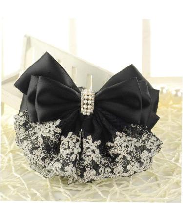 Women Hair Bun Cover Net Snood Hairnet Bowknot Barrette Hair Clip Bow Lace Flower Hair Accessories(Black) - Buy Online on GoSupps.com