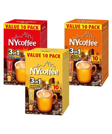 Coffee Bundle Containing NY Coffee 3 in 1 White Coffee Salted Caramel & Vanilla 10 Sachets Each (3 Pack) - Buy Online on GoSupps.com