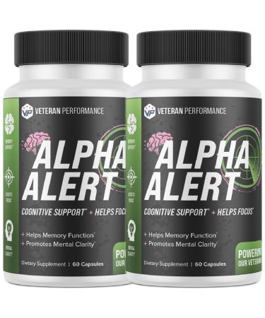 Alpha Alert Brain Supplement for Memory and Focus - Brain Booster Nootropic to Enhance Cognitive Function with DMAE Choline GABA Vitamin B6 (60 Count (Pack of 2)) 30 Count (Pack of 2)